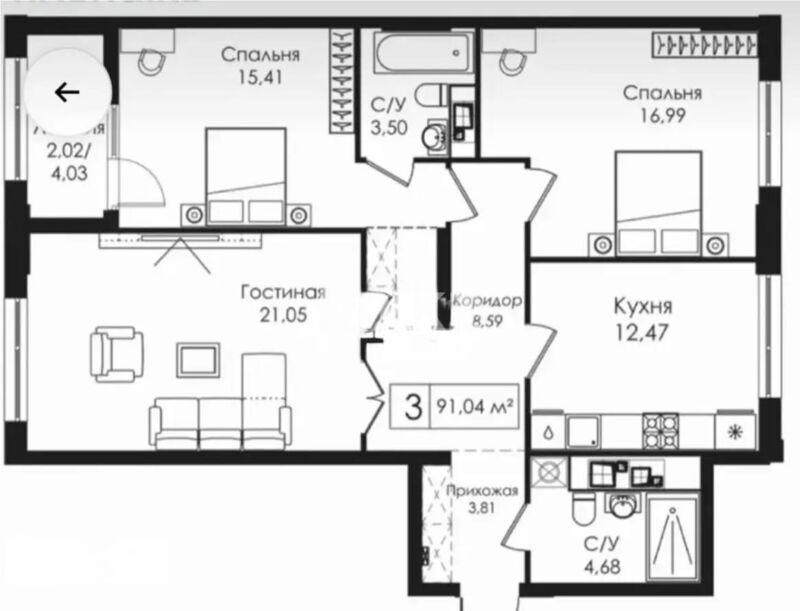 Продажа 3-комнатной квартиры, 92 м² - Продажа трехкомнатных квартир в блочном доме в Казахстане - страница 32 фото 8 из 8