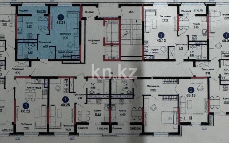 Продажа 1-комнатной квартиры, 42.1 м² - Продажа однокомнатных квартир в монолитно-каркасном доме в Астане - страница 24 фото 2 из 2