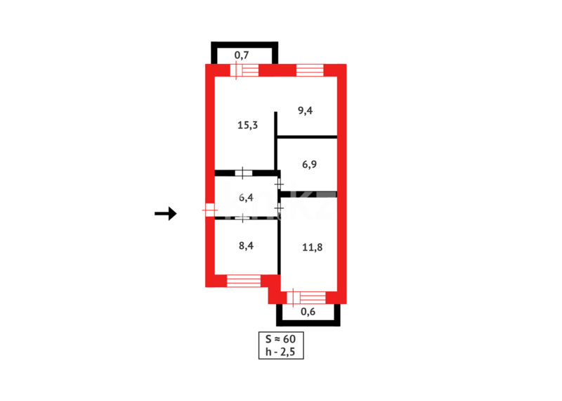 Продажа 3-комнатной квартиры, 60 м² - Продажа квартир в Михайловке Караганды - страница 4 фото 11 из 11