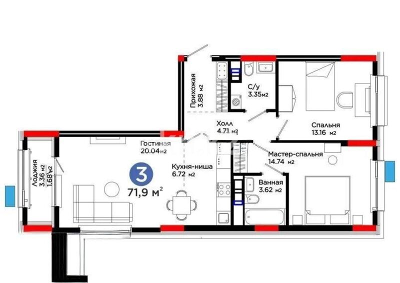 Продажа 3-комнатной квартиры, 72 м² - Продажа квартир в кирпичном доме в Астане - страница 15 фото 5 из 5