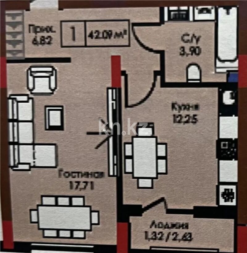 Продажа 1-комнатной квартиры, 43 м² - Продажа квартир в Казахстане - страница 30 фото 2 из 2