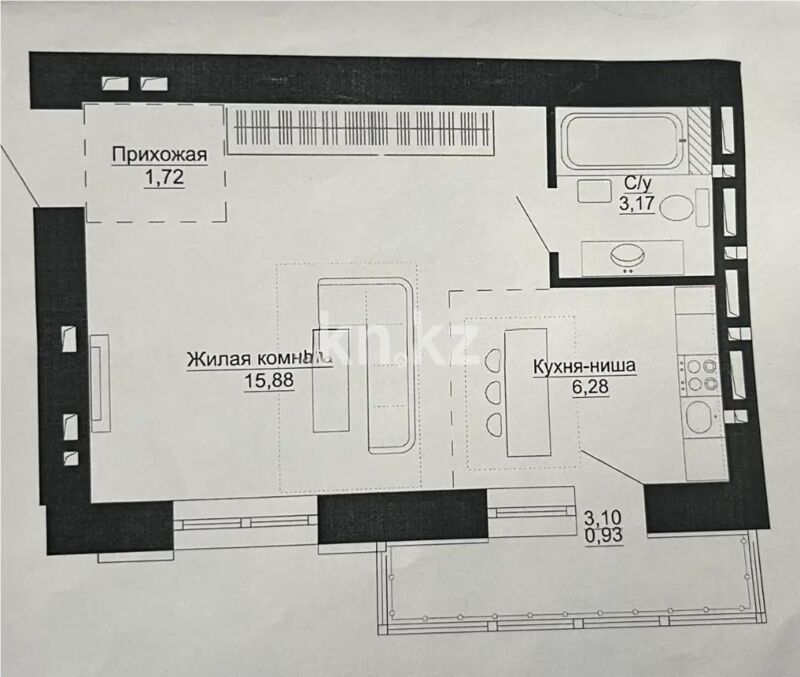 Продажа 1-комнатной квартиры, 28 м² - Продажа однокомнатных квартир в р-не Нура Астаны - страница 45 фото 1 из 1