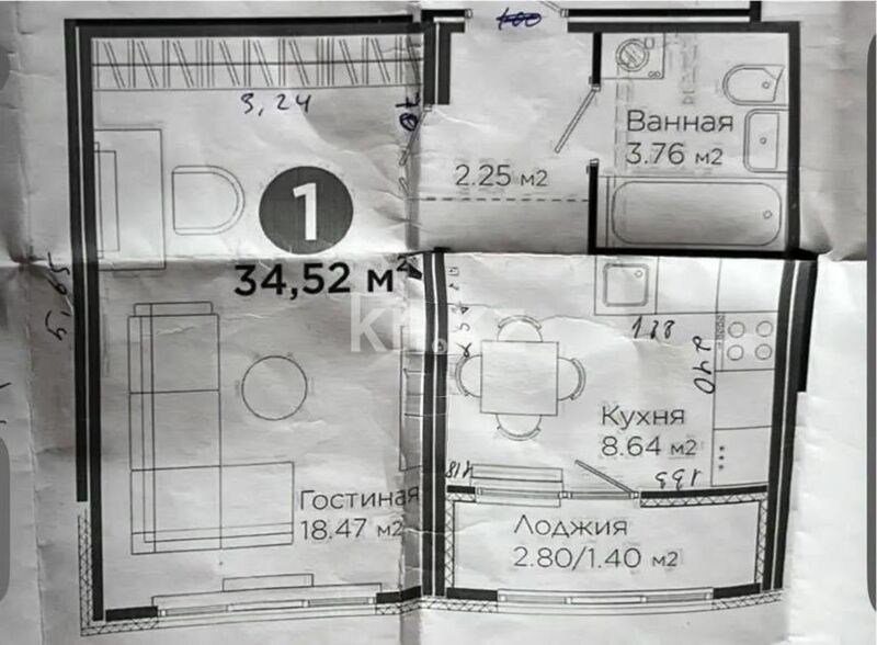 Продажа 1-комнатной квартиры, 35 м² - Продажа однокомнатных квартир от собственников в Астане - страница 2 фото 1 из 1