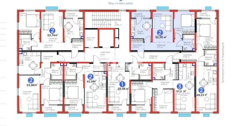 Продажа 2-комнатной квартиры, 52.35 м² - Продажа квартир в монолитно-каркасном доме в Казахстане - страница 20 фото 1 из 1