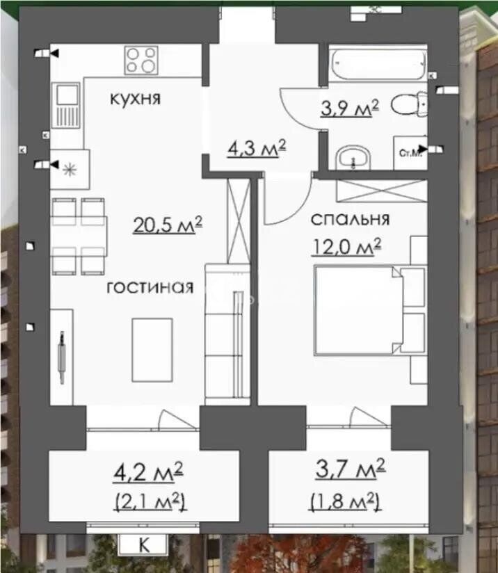 Продажа 2-комнатной квартиры, 46 м² - Продажа недвижимости в Караганде - страница 28 фото 1 из 1