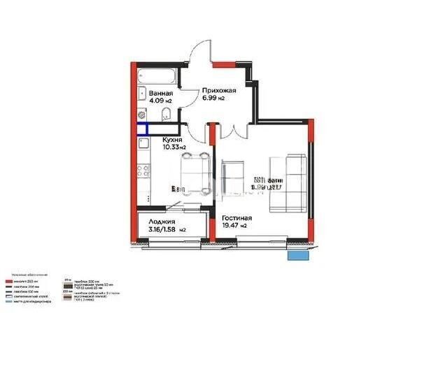 Продажа 1-комнатной квартиры, 42.46 м² - Продажа однокомнатных квартир в блочном доме в Астане фото 1 из 1