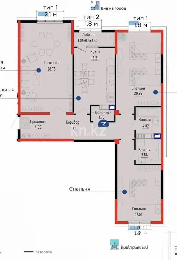 Продажа 3-комнатной квартиры, 110 м² - Продажа трехкомнатных квартир в Алмалинском р-не Алматы - страница 12 фото 6 из 6