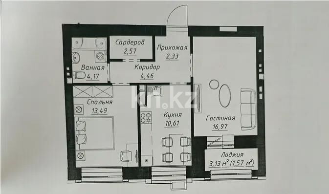 Продажа 2-комнатной квартиры, 56.17 м² - Аренда квартир помесячно в Кокшетау фото 1 из 1