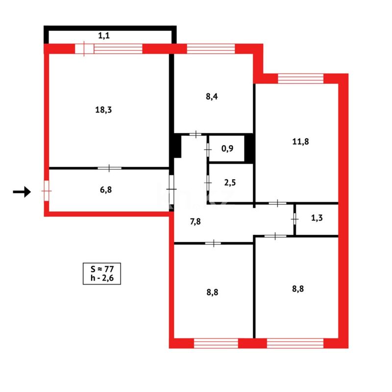 Продажа 4-комнатной квартиры, 77 м² - Продажа четырехкомнатных квартир в Караганде фото 12 из 12