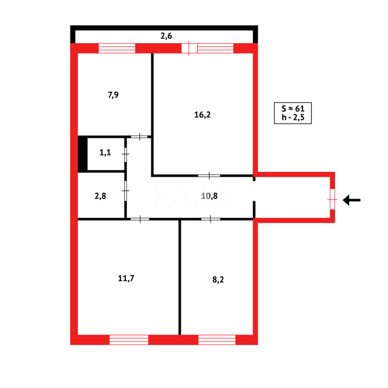 Продажа 3-комнатной квартиры, 62 м² - Продажа трехкомнатных квартир в Караганде - страница 53 фото 14 из 14
