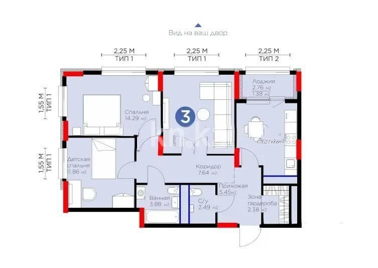 Продажа 3-комнатной квартиры, 75 м² - Продажа квартир в монолитно-каркасном доме в Астане - страница 133 фото 8 из 8