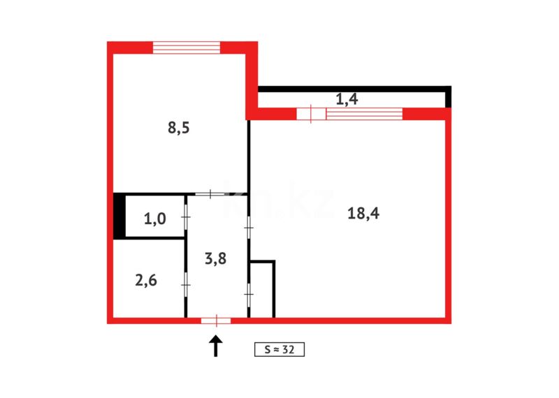 Продажа 1-комнатной квартиры, 32 м² - Продажа квартир в районе Майкудук в Караганде фото 6 из 6