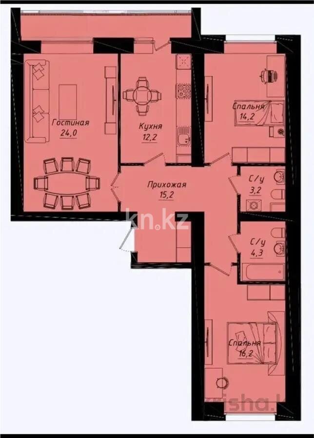 Продажа 3-комнатной квартиры, 94 м² - Продажа трехкомнатных квартир в Астане - страница 19 фото 1 из 1