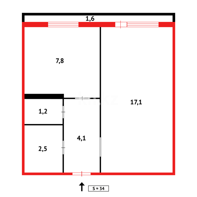 Продажа 1-комнатной квартиры, 34 м² - Продажа однокомнатных квартир в Темиртау - страница 7 фото 16 из 16