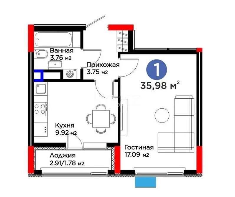 Продажа 1-комнатной квартиры, 36 м² - Продажа недвижимости в Астане - страница 3 фото 1 из 1