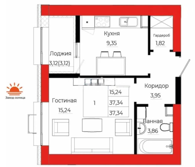 Продажа 1-комнатной квартиры, 37.34 м² - Аренда квартир помесячно в Усть-Каменогорске фото 1 из 1