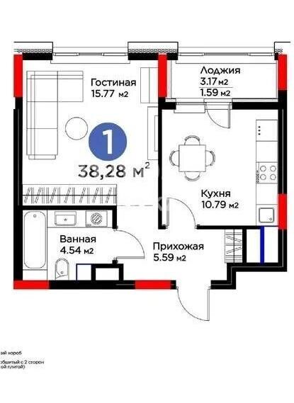 Продажа 1-комнатной квартиры, 38.28 м² - Продажа квартир от собственников в Астане - страница 13 фото 1 из 1