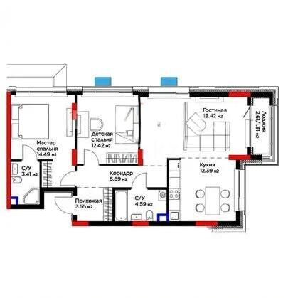Продажа 3-комнатной квартиры, 77.27 м² - Недвижимость в Астане - страница 15 фото 1 из 1
