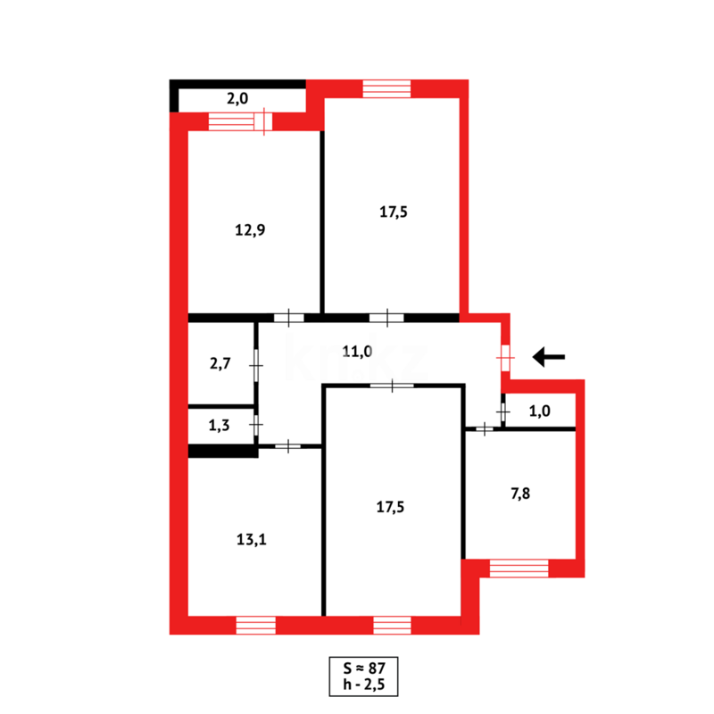 Продажа 4-комнатной квартиры, 87 м² - Продажа четырехкомнатных квартир в панельном доме в Казахстане - страница 19 фото 13 из 13