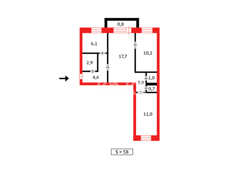 Продажа 3-комнатной квартиры, 58 м² - Продажа трехкомнатных квартир в Темиртау - страница 18 фото 13 из 13