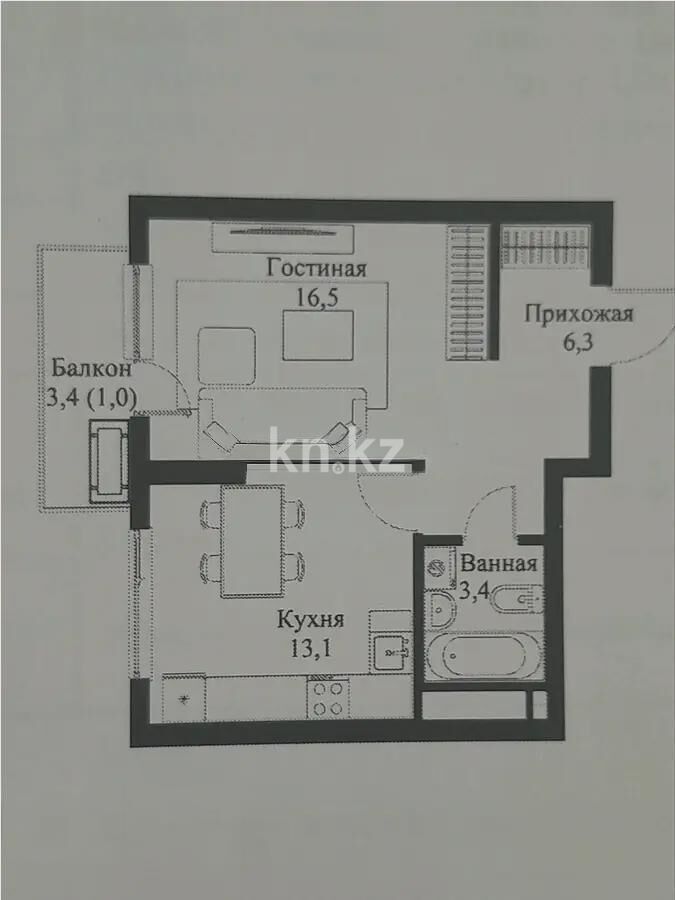 Продажа 1-комнатной квартиры, 40.3 м² - Продажа однокомнатных квартир в Алмалинском р-не Алматы - страница 12 фото 1 из 1