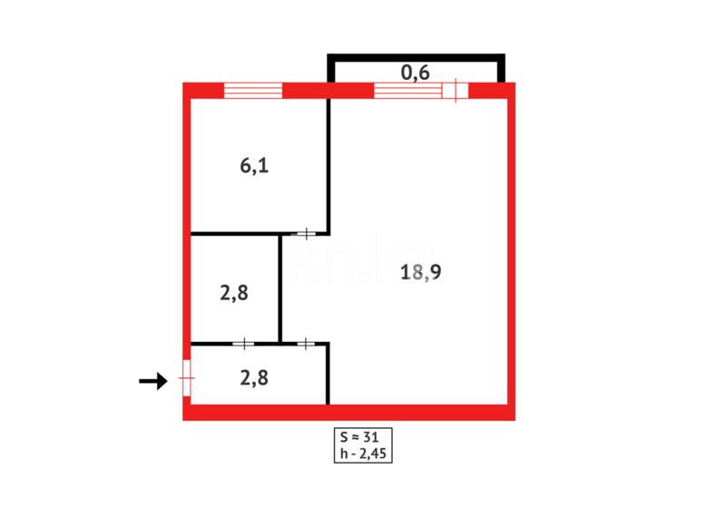 Продажа 1-комнатной квартиры, 31 м² - Продажа однокомнатных квартир в Городе Караганды - страница 6 фото 14 из 14