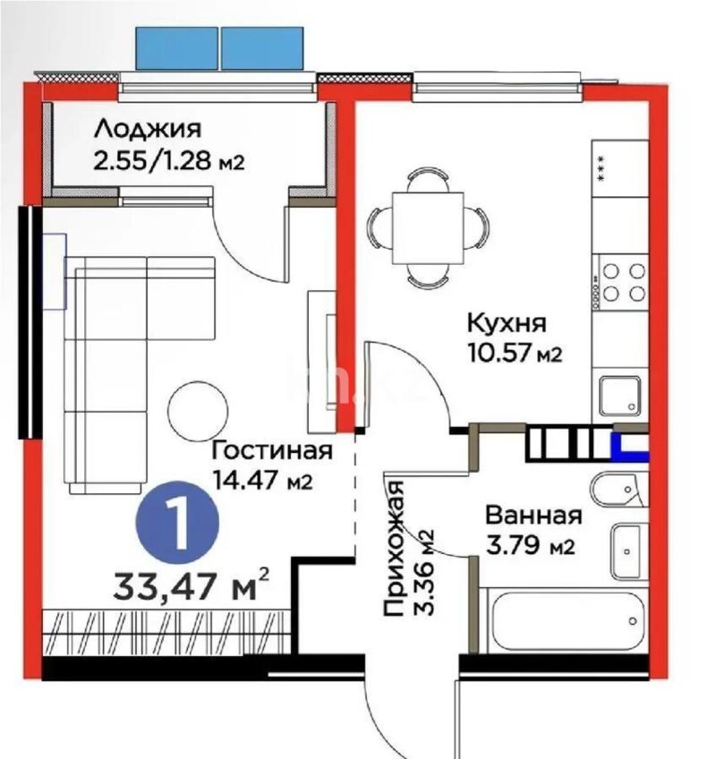 Продажа 1-комнатной квартиры, 34 м² - Продажа квартир в монолитно-каркасном доме в Алматы - страница 44 фото 1 из 1