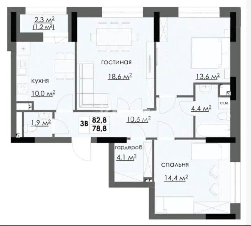 Продажа 3-комнатной квартиры, 84 м² - Продажа трехкомнатных квартир на Юго-Востоке Караганды - страница 18 фото 3 из 3