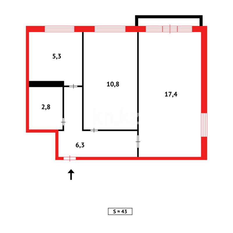 Продажа 2-комнатной квартиры, 43 м² - Продажа двухкомнатных квартир в панельном доме в Темиртау - страница 11 фото 10 из 10