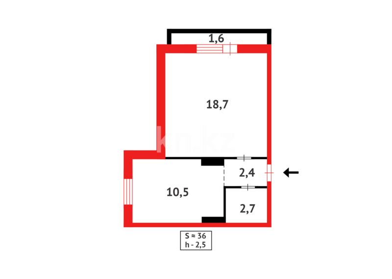 Продажа 1-комнатной квартиры, 36 м² - Продажа однокомнатных квартир в панельном доме в Караганде - страница 4 фото 15 из 15