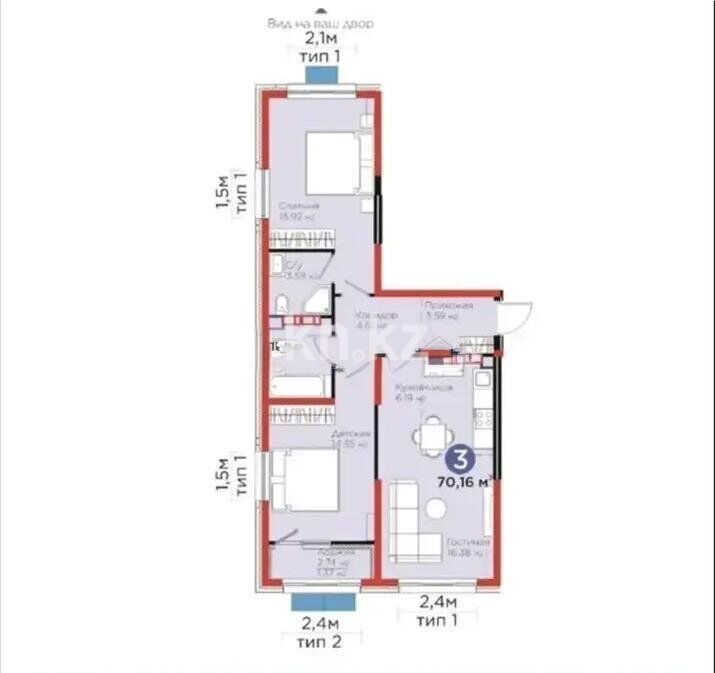 Продажа 3-комнатной квартиры, 70 м² - Недвижимость в Казахстане - страница 3 фото 1 из 1