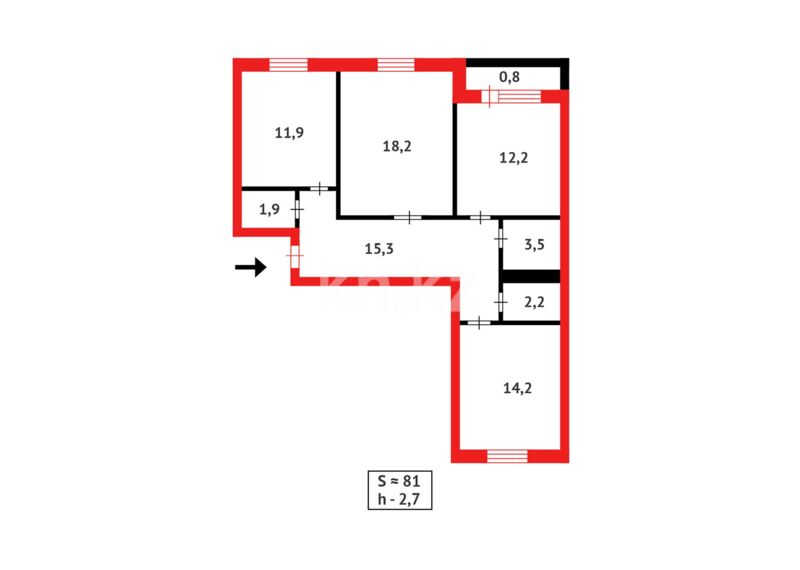 Продажа 3-комнатной квартиры, 81 м² - Продажа трехкомнатных квартир в р-не Сарыарка Астаны - страница 5 фото 12 из 12