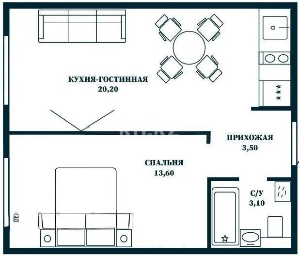 Продажа 1-комнатной квартиры, 40 м² - Продажа однокомнатных квартир в Астане - страница 11 фото 1 из 1