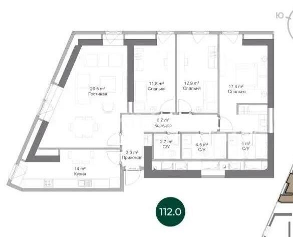 Продажа 4-комнатной квартиры, 112 м² - Продажа четырехкомнатных квартир от собственников в Алматы - страница 4 фото 1 из 1