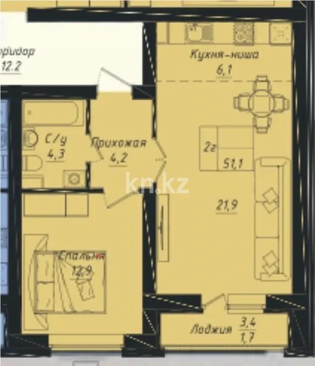 Продажа 2-комнатной квартиры, 51.1 м² - Продажа двухкомнатных квартир в р-не Нура Астаны - страница 62 фото 1 из 1