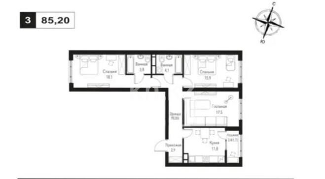 Продажа 3-комнатной квартиры, 85.2 м² - Продажа трехкомнатных квартир в Алатауском р-не Алматы - страница 14 фото 5 из 5