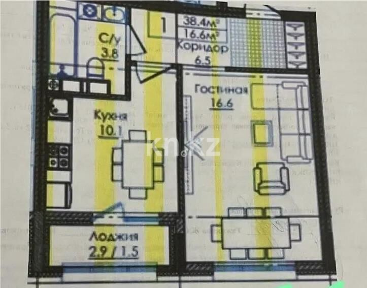 Продажа 1-комнатной квартиры, 38.5 м² - Продажа однокомнатных квартир в Астане - страница 2 фото 4 из 4