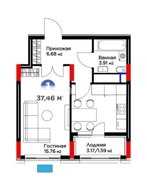 Продажа 1-комнатной квартиры, 37.45 м² - Продажа квартир от собственников в Астане - страница 32 фото 1 из 1
