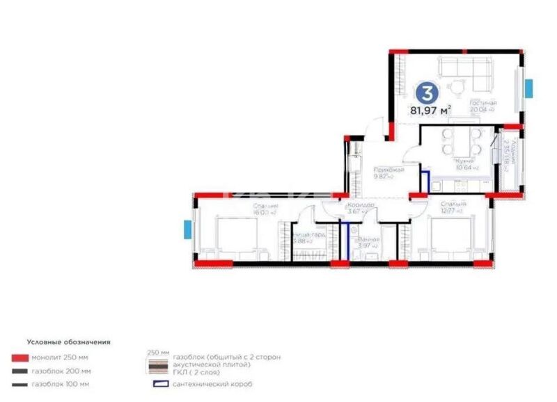 Продажа 3-комнатной квартиры, 82 м² - Продажа квартир в новостройках Астаны - страница 2 фото 1 из 1