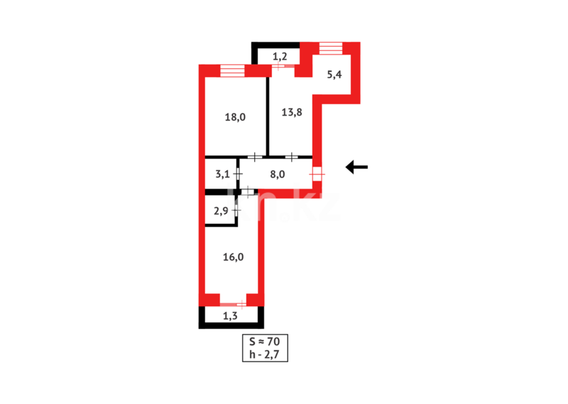 Продажа 2-комнатной квартиры, 69 м² - Продажа двухкомнатных квартир в кирпичном доме в Караганде - страница 28 фото 17 из 17