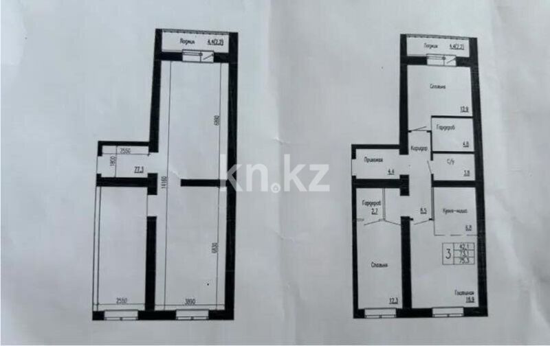 Продажа 3-комнатной квартиры, 75 м² - Продажа трехкомнатных квартир на Юго-Востоке Караганды фото 1 из 1
