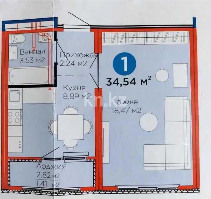 Продажа 1-комнатной квартиры, 35 м² - Продажа однокомнатных квартир в блочном доме в Казахстане - страница 53 фото 1 из 1