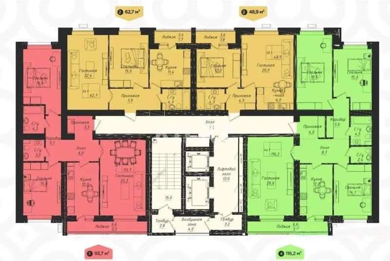 Продажа 4-комнатной квартиры, 116.2 м² - Продажа четырехкомнатных квартир в кирпичном доме в Казахстане - страница 18 фото 1 из 1