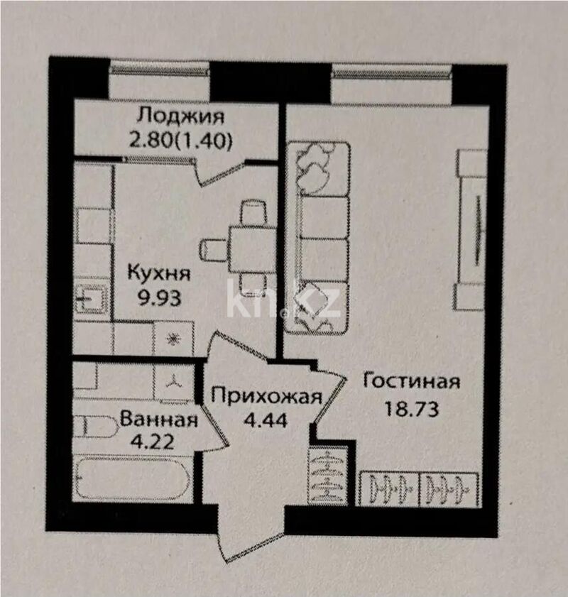 Продажа 1-комнатной квартиры, 38.72 м² - Недвижимость в Астане - страница 10 фото 1 из 1