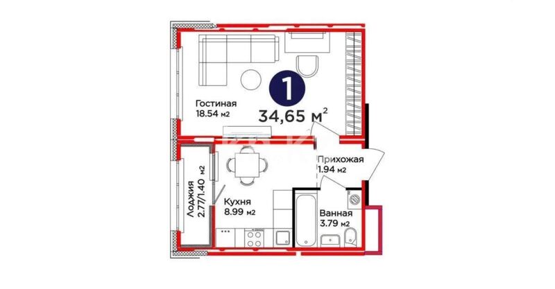 Продажа 1-комнатной квартиры, 35.5 м² - Продажа однокомнатных квартир в р-не Нура Астаны - страница 31 фото 3 из 3
