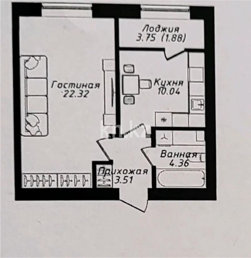Продажа 1-комнатной квартиры, 42.5 м² - Продажа однокомнатных квартир в р-не Есиль Астаны - страница 14 фото 1 из 1