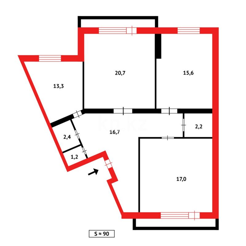 Продажа 3-комнатной квартиры, 90 м² - Продажа трехкомнатных квартир в Караганде фото 17 из 17