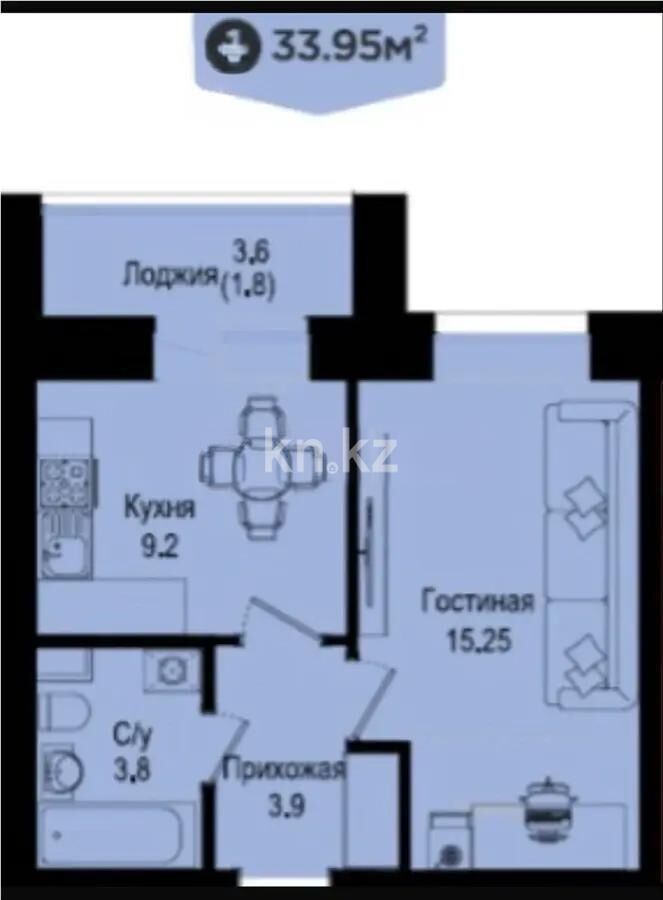 Продажа 1-комнатной квартиры, 34 м² - Продажа однокомнатных квартир в р-не Нура Астаны - страница 30 фото 1 из 1