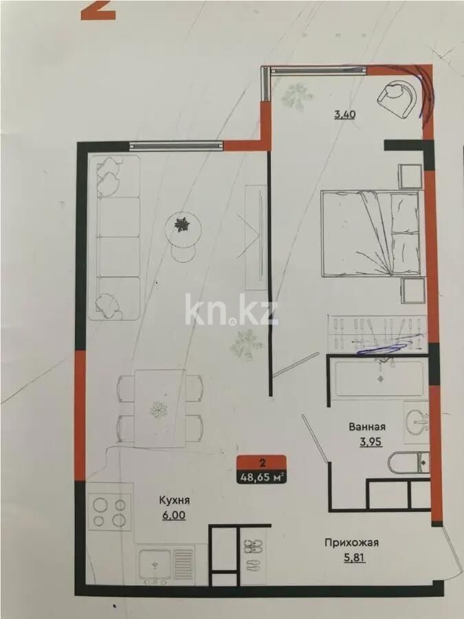 Продажа 2-комнатной квартиры, 48 м² - Продажа квартир в Казахстане - страница 12 фото 1 из 1