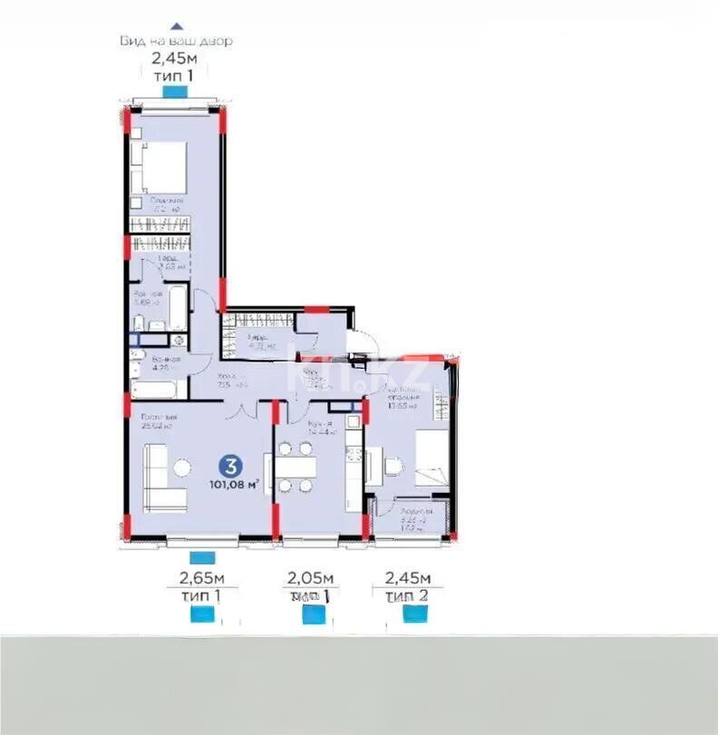 Продажа 3-комнатной квартиры, 101 м² - Продажа трехкомнатных квартир в блочном доме в Казахстане - страница 40 фото 3 из 3